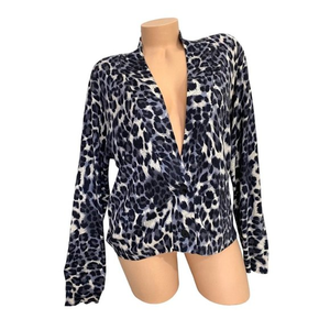 Chico’s‎ Size 2 Silk Texture Button Cardigan Wild Sadie Deep V-neck Sweater